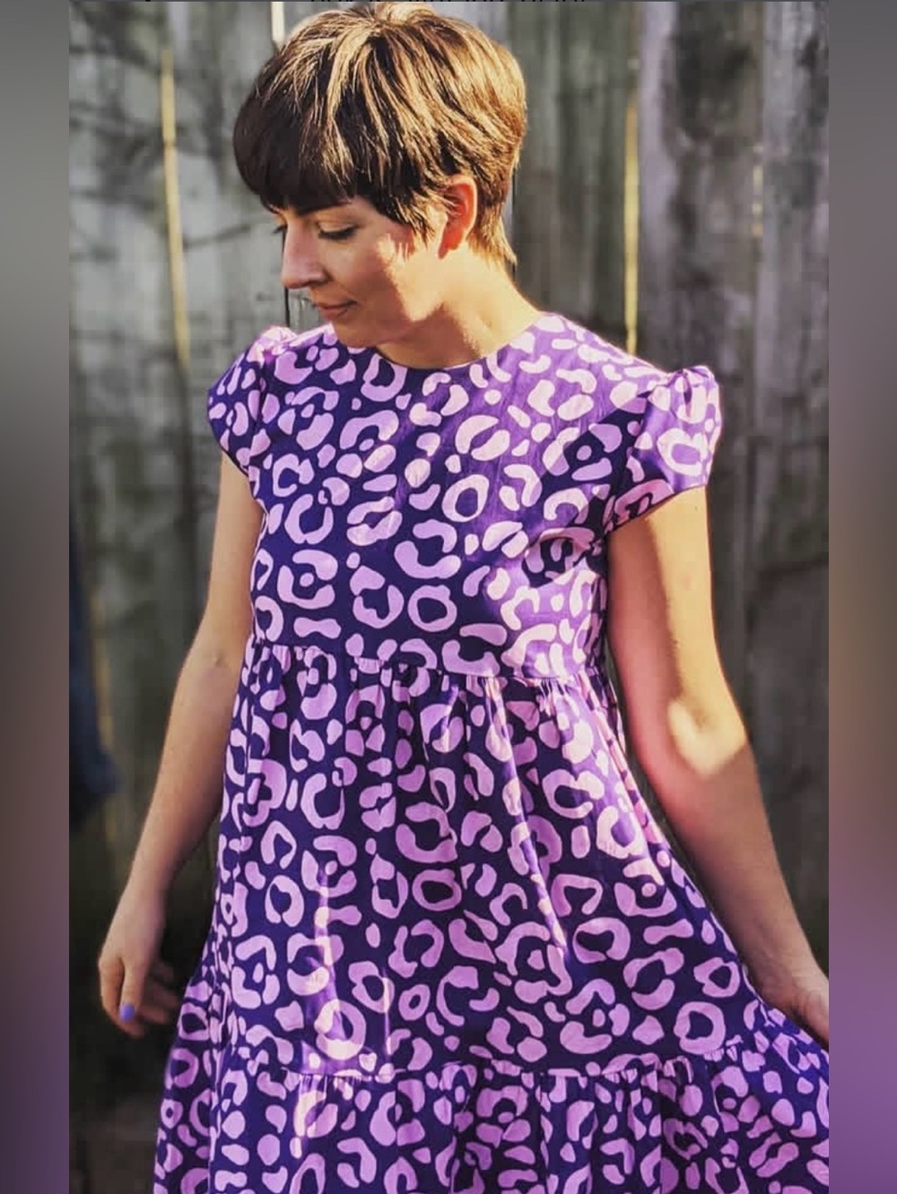 Nooworks Purple Dress with Light Pink Leopard Print